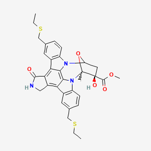 methyl (15S,16R)-10,23-bis(ethylsulfanylmethyl)-16-hydroxy-15-methyl-3-oxo-28-oxa-4,14,19-triazaoctacyclo[12.11.2.115,18.02,6.07,27.08,13.019,26.020,25]octacosa-1,6,8(13),9,11,20(25),21,23,26-nonaene-16-carboxylate