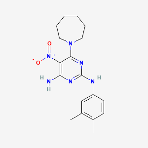 molecular formula C18H24N6O2 B12479048 6-(azepan-1-yl)-N~2~-(3,4-dimethylphenyl)-5-nitropyrimidine-2,4-diamine 