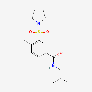 molecular formula C16H24N2O3S B12479057 4-methyl-N-(2-methylpropyl)-3-(pyrrolidin-1-ylsulfonyl)benzamide 