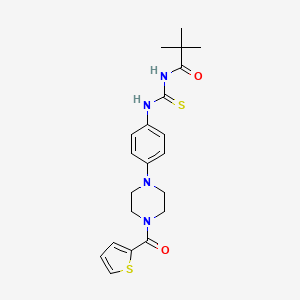 2,2-dimethyl-N-({4-[4-(thiophen-2-ylcarbonyl)piperazin-1-yl]phenyl}carbamothioyl)propanamide