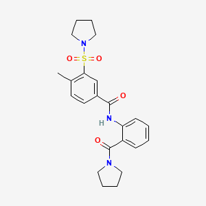 molecular formula C23H27N3O4S B12479093 4-methyl-N-[2-(pyrrolidin-1-ylcarbonyl)phenyl]-3-(pyrrolidin-1-ylsulfonyl)benzamide 