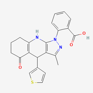 2-[3-methyl-5-oxo-4-(thiophen-3-yl)-4,5,6,7,8,9-hexahydro-1H-pyrazolo[3,4-b]quinolin-1-yl]benzoic acid