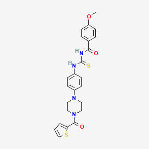 molecular formula C24H24N4O3S2 B12479149 4-methoxy-N-({4-[4-(thiophen-2-ylcarbonyl)piperazin-1-yl]phenyl}carbamothioyl)benzamide 