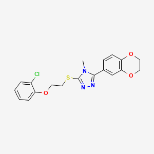 molecular formula C19H18ClN3O3S B12479155 3-{[2-(2-chlorophenoxy)ethyl]sulfanyl}-5-(2,3-dihydro-1,4-benzodioxin-6-yl)-4-methyl-4H-1,2,4-triazole 