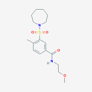 3-(azepan-1-ylsulfonyl)-N-(2-methoxyethyl)-4-methylbenzamide