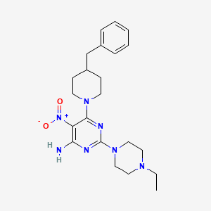 6-(4-Benzylpiperidin-1-yl)-2-(4-ethylpiperazin-1-yl)-5-nitropyrimidin-4-amine