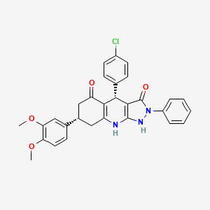 (4S,7S)-4-(4-chlorophenyl)-7-(3,4-dimethoxyphenyl)-2-phenyl-4,7,8,9-tetrahydro-1H-pyrazolo[3,4-b]quinoline-3,5(2H,6H)-dione