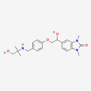 molecular formula C22H29N3O4 B12479357 5-[1-hydroxy-2-(4-{[(1-hydroxy-2-methylpropan-2-yl)amino]methyl}phenoxy)ethyl]-1,3-dimethyl-1,3-dihydro-2H-benzimidazol-2-one 