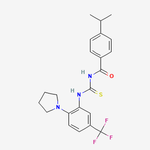 4-(propan-2-yl)-N-{[2-(pyrrolidin-1-yl)-5-(trifluoromethyl)phenyl]carbamothioyl}benzamide