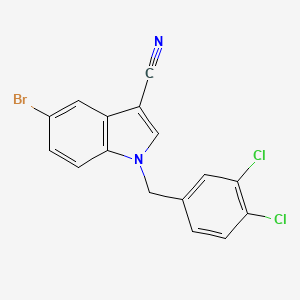 molecular formula C16H9BrCl2N2 B12479380 5-Bromo-1-[(3,4-dichlorophenyl)methyl]indole-3-carbonitrile 