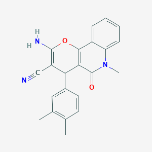 molecular formula C22H19N3O2 B12479442 2-amino-4-(3,4-dimethylphenyl)-6-methyl-5-oxo-5,6-dihydro-4H-pyrano[3,2-c]quinoline-3-carbonitrile 