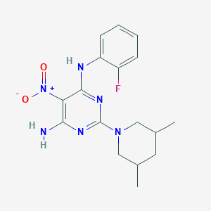 molecular formula C17H21FN6O2 B12479503 2-(3,5-dimethylpiperidin-1-yl)-N-(2-fluorophenyl)-5-nitropyrimidine-4,6-diamine 