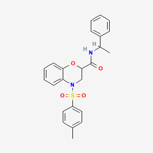 molecular formula C24H24N2O4S B12479560 4-[(4-methylphenyl)sulfonyl]-N-(1-phenylethyl)-3,4-dihydro-2H-1,4-benzoxazine-2-carboxamide 