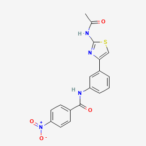 molecular formula C18H14N4O4S B12479587 N-[3-(2-acetamido-1,3-thiazol-4-yl)phenyl]-4-nitrobenzamide 