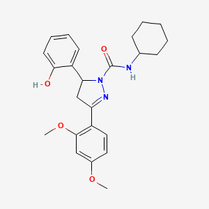 molecular formula C24H29N3O4 B12479637 N-cyclohexyl-3-(2,4-dimethoxyphenyl)-5-(2-hydroxyphenyl)-4,5-dihydro-1H-pyrazole-1-carboxamide 