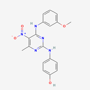 4-({4-[(3-Methoxyphenyl)amino]-6-methyl-5-nitropyrimidin-2-yl}amino)phenol