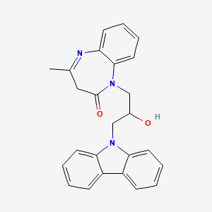 molecular formula C25H23N3O2 B12479656 1-[3-(9H-carbazol-9-yl)-2-hydroxypropyl]-4-methyl-1,3-dihydro-2H-1,5-benzodiazepin-2-one 