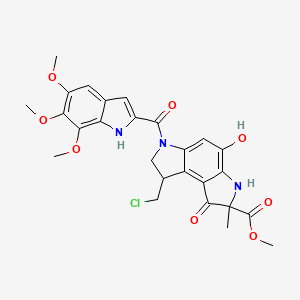 molecular formula C26H26ClN3O8 B1247966 methyl 8-(chloromethyl)-4-hydroxy-2-methyl-1-oxo-6-(5,6,7-trimethoxy-1H-indole-2-carbonyl)-7,8-dihydro-3H-pyrrolo[3,2-e]indole-2-carboxylate 