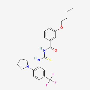 molecular formula C23H26F3N3O2S B12479668 3-butoxy-N-{[2-(pyrrolidin-1-yl)-5-(trifluoromethyl)phenyl]carbamothioyl}benzamide 