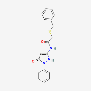 molecular formula C18H17N3O2S B12479670 2-(benzylsulfanyl)-N-(5-hydroxy-1-phenyl-1H-pyrazol-3-yl)acetamide 