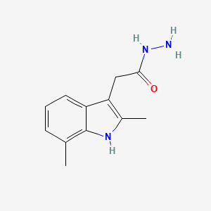 molecular formula C12H15N3O B12479712 2-(2,7-dimethyl-1H-indol-3-yl)acetohydrazide 