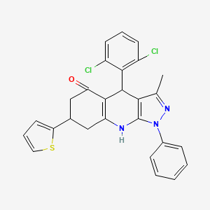 4-(2,6-dichlorophenyl)-3-methyl-1-phenyl-7-(thiophen-2-yl)-1,4,6,7,8,9-hexahydro-5H-pyrazolo[3,4-b]quinolin-5-one