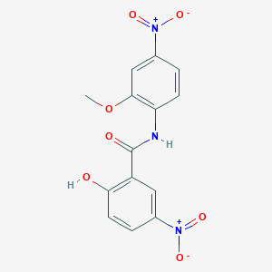 molecular formula C14H11N3O7 B12479812 2-hydroxy-N-(2-methoxy-4-nitrophenyl)-5-nitrobenzamide 