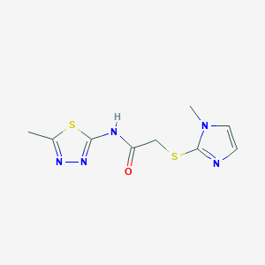 molecular formula C9H11N5OS2 B12479871 2-[(1-methyl-1H-imidazol-2-yl)sulfanyl]-N-(5-methyl-1,3,4-thiadiazol-2-yl)acetamide 