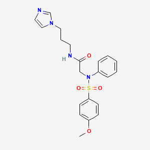 molecular formula C21H24N4O4S B12479942 N-[3-(1H-imidazol-1-yl)propyl]-N~2~-[(4-methoxyphenyl)sulfonyl]-N~2~-phenylglycinamide 