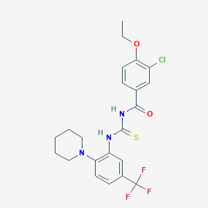 molecular formula C22H23ClF3N3O2S B12479943 3-chloro-4-ethoxy-N-{[2-(piperidin-1-yl)-5-(trifluoromethyl)phenyl]carbamothioyl}benzamide 