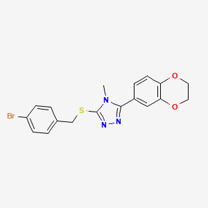 molecular formula C18H16BrN3O2S B12479950 3-[(4-bromobenzyl)sulfanyl]-5-(2,3-dihydro-1,4-benzodioxin-6-yl)-4-methyl-4H-1,2,4-triazole 