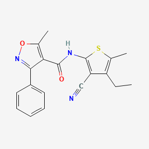 molecular formula C19H17N3O2S B12479954 N-(3-cyano-4-ethyl-5-methylthiophen-2-yl)-5-methyl-3-phenyl-1,2-oxazole-4-carboxamide 