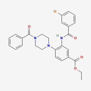 molecular formula C27H26BrN3O4 B12480009 Ethyl 3-{[(3-bromophenyl)carbonyl]amino}-4-[4-(phenylcarbonyl)piperazin-1-yl]benzoate 