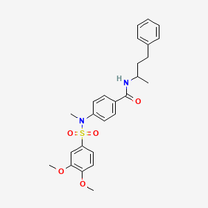 molecular formula C26H30N2O5S B12480073 4-{[(3,4-dimethoxyphenyl)sulfonyl](methyl)amino}-N-(4-phenylbutan-2-yl)benzamide 