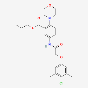 molecular formula C24H29ClN2O5 B12480159 Propyl 5-{[(4-chloro-3,5-dimethylphenoxy)acetyl]amino}-2-(morpholin-4-yl)benzoate 