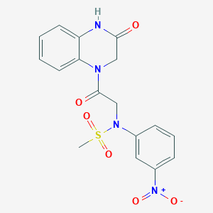 molecular formula C17H16N4O6S B12480195 N-(3-nitrophenyl)-N-[2-oxo-2-(3-oxo-3,4-dihydroquinoxalin-1(2H)-yl)ethyl]methanesulfonamide 