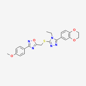 5-({[5-(2,3-dihydro-1,4-benzodioxin-6-yl)-4-ethyl-4H-1,2,4-triazol-3-yl]sulfanyl}methyl)-3-(4-methoxyphenyl)-1,2,4-oxadiazole