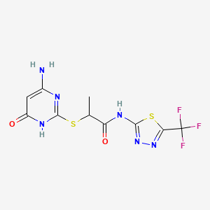 2-[(4-amino-6-oxo-1,6-dihydropyrimidin-2-yl)sulfanyl]-N-[5-(trifluoromethyl)-1,3,4-thiadiazol-2-yl]propanamide