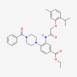 Ethyl 3-({[5-methyl-2-(propan-2-yl)phenoxy]acetyl}amino)-4-[4-(phenylcarbonyl)piperazin-1-yl]benzoate