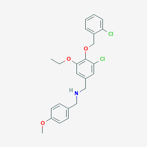 molecular formula C24H25Cl2NO3 B12480286 1-{3-chloro-4-[(2-chlorobenzyl)oxy]-5-ethoxyphenyl}-N-(4-methoxybenzyl)methanamine 