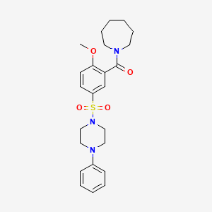 molecular formula C24H31N3O4S B12480317 Azepan-1-yl{2-methoxy-5-[(4-phenylpiperazin-1-yl)sulfonyl]phenyl}methanone 