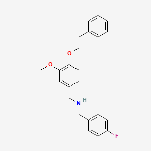 molecular formula C23H24FNO2 B12480347 1-(4-fluorophenyl)-N-[3-methoxy-4-(2-phenylethoxy)benzyl]methanamine 