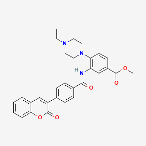 molecular formula C30H29N3O5 B12480441 methyl 4-(4-ethylpiperazin-1-yl)-3-({[4-(2-oxo-2H-chromen-3-yl)phenyl]carbonyl}amino)benzoate 