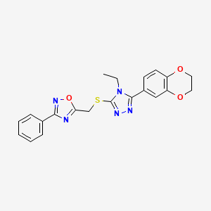 5-({[5-(2,3-dihydro-1,4-benzodioxin-6-yl)-4-ethyl-4H-1,2,4-triazol-3-yl]sulfanyl}methyl)-3-phenyl-1,2,4-oxadiazole