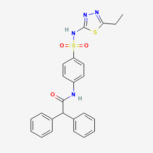 molecular formula C24H22N4O3S2 B12480539 N-{4-[(5-ethyl-1,3,4-thiadiazol-2-yl)sulfamoyl]phenyl}-2,2-diphenylacetamide 