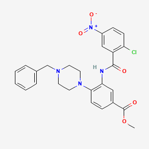 molecular formula C26H25ClN4O5 B12480581 Methyl 4-(4-benzylpiperazin-1-yl)-3-{[(2-chloro-5-nitrophenyl)carbonyl]amino}benzoate 