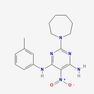 molecular formula C17H22N6O2 B12480622 2-(azepan-1-yl)-N-(3-methylphenyl)-5-nitropyrimidine-4,6-diamine 