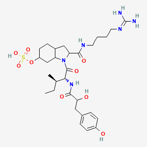 molecular formula C29H46N6O9S B1248064 [2-[4-(diaminomethylideneamino)butylcarbamoyl]-1-[(2R,3R)-2-[[2-hydroxy-3-(4-hydroxyphenyl)propanoyl]amino]-3-methylpentanoyl]-2,3,3a,4,5,6,7,7a-octahydroindol-6-yl] hydrogen sulfate 