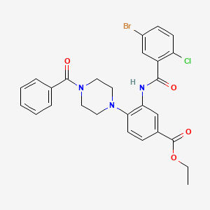 Ethyl 3-{[(5-bromo-2-chlorophenyl)carbonyl]amino}-4-[4-(phenylcarbonyl)piperazin-1-yl]benzoate