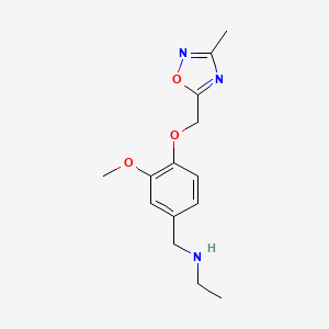 molecular formula C14H19N3O3 B12480680 N-{3-methoxy-4-[(3-methyl-1,2,4-oxadiazol-5-yl)methoxy]benzyl}ethanamine 